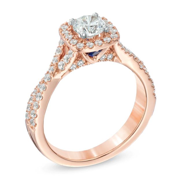 Vera Wang Love Collection 0.95 CT. T.W. Diamond Square Frame Engagement Ring in 14K Rose Gold|Peoples Jewellers