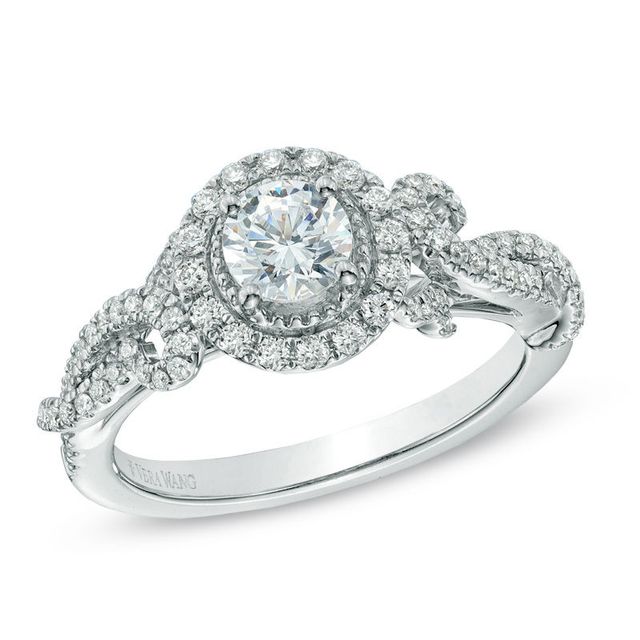 Vera Wang Love Collection 0.83 CT. T.W. Diamond Vintage-Style Engagement Ring in 14K White Gold