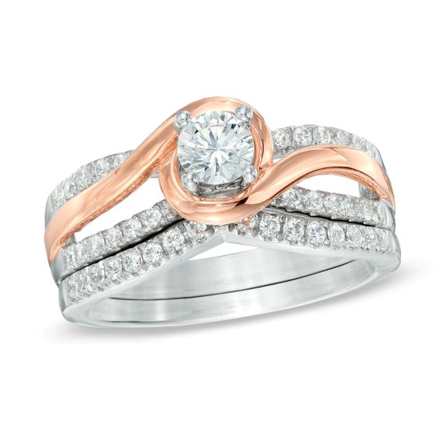 0.75 CT. T.W. Diamond Swirl Bridal Set in 14K Two-Tone Gold|Peoples Jewellers