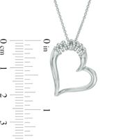 0.10 CT. T.W. Diamond Tilted "MOM" Heart Pendant in Sterling Silver|Peoples Jewellers