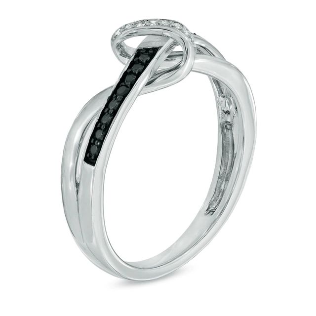 0.04 CT. T.W. Enhanced Black and White Diamond Abstract Infinity Knot Ring in Sterling Silver|Peoples Jewellers