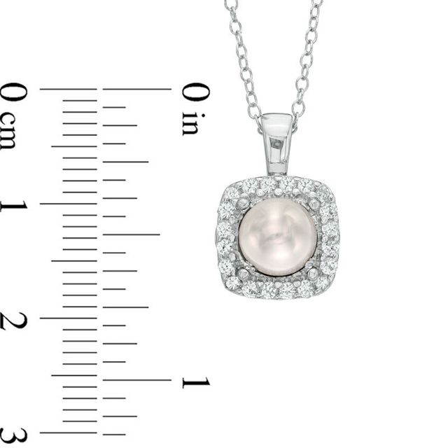 6.5-7.0mm Freshwater Cultured Pearl and Lab-Created White Sapphire Frame Pendant in Sterling Silver|Peoples Jewellers