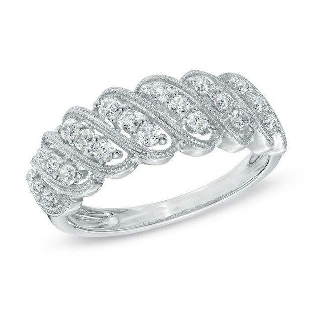 0.50 CT. T.W. Diamond Cascading Anniversary Band in 10K White Gold|Peoples Jewellers