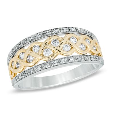 0.38 CT. T.W. Diamond Centre Braid Band in 10K Two-Tone Gold|Peoples Jewellers