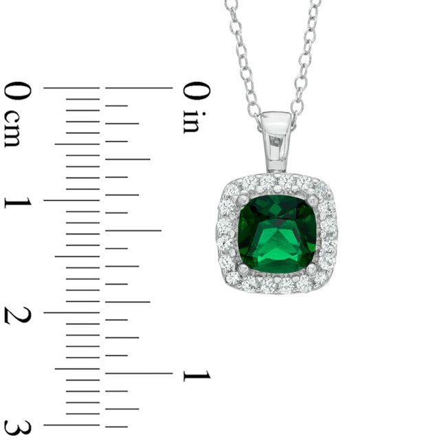 7.0mm Cushion-Cut Green Quartz Doublet and Lab-Created White Sapphire Frame Pendant in Sterling Silver|Peoples Jewellers