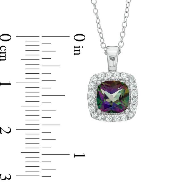 7.0mm Mystic Fire® Topaz and Lab-Created White Sapphire Frame Pendant in Sterling Silver|Peoples Jewellers