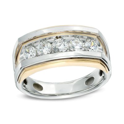 Men's 1.00 CT. T.W. Diamond Five Stone Ring in 10K Two-Tone Gold - Size 10|Peoples Jewellers