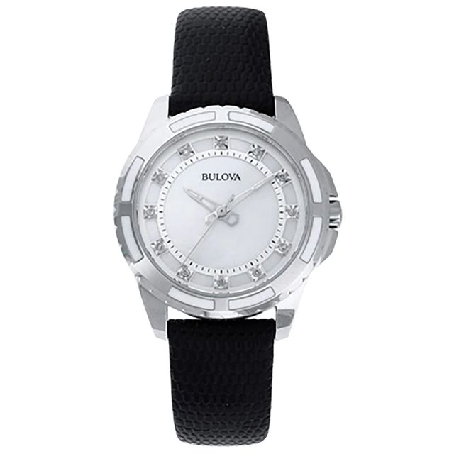 Ladies' Bulova Diamond Accent Strap Watch with Mother-of-Pearl Dial (Model: 98P139)|Peoples Jewellers