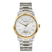 Men's Bulova Two-Tone Watch with Silver-Tone Dial (Model: 98B214)