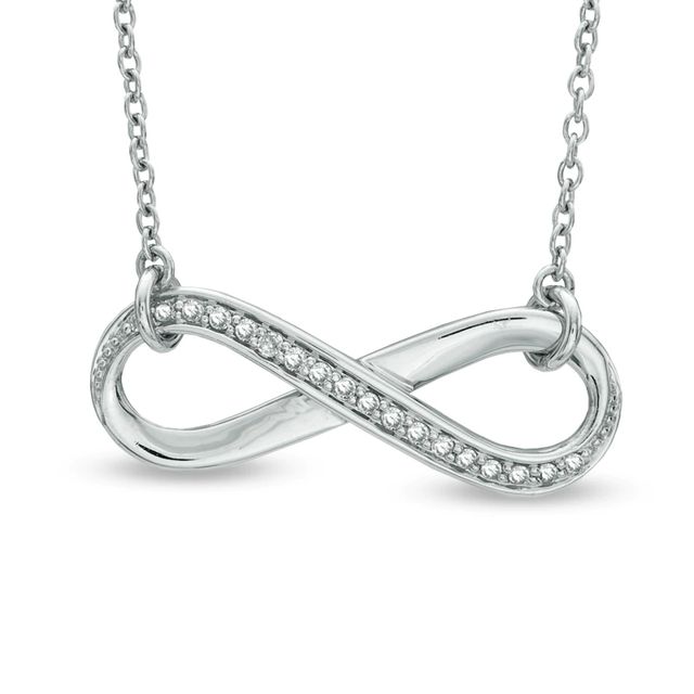 0.09 CT. T.W. Diamond Sideways Infinity Necklace in Sterling Silver