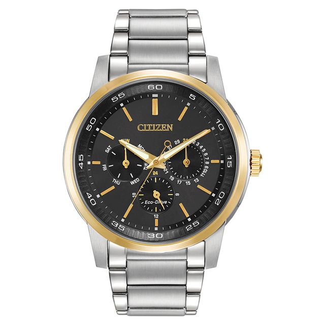 Men's Citizen Eco-Drive® Chronograph Watch with Black Dial (Model: BU2014-56E)