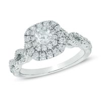 1.00 CT. T.W. Certified Diamond Double Frame Engagement Ring in 14K White Gold (I/I1)|Peoples Jewellers