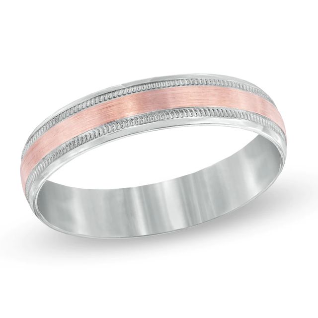 Ladies' 4.0mm Wedding Band in 10K Two-Tone Gold - Size 7