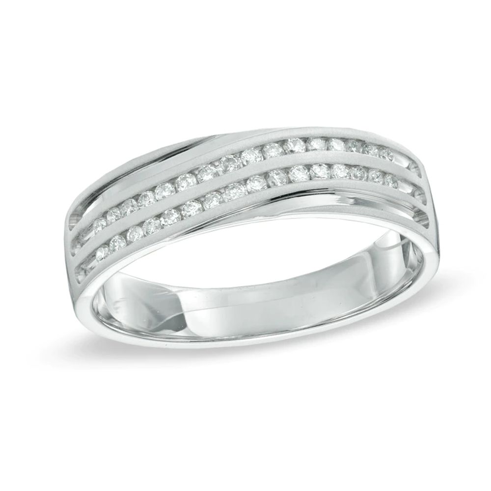 Men's CT. T.W. Diamond Channel Ring in 10K White Gold|Peoples Jewellers