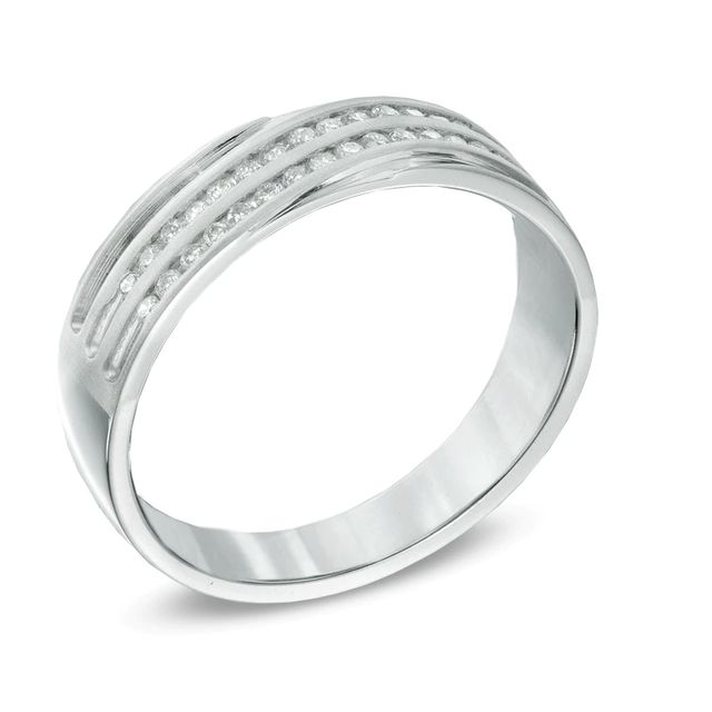 Men's CT. T.W. Diamond Channel Ring in 10K White Gold