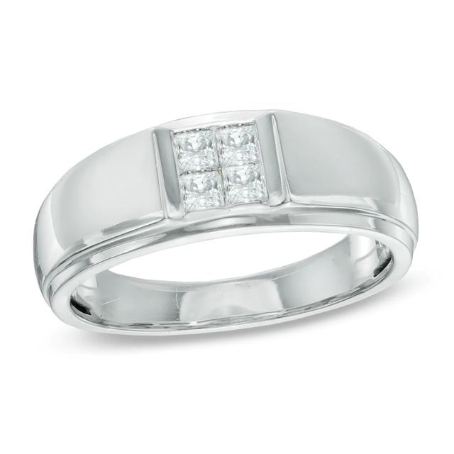 Men's 0.50 CT. T.W. Square-Cut Quad Diamond Ring in 10K White Gold|Peoples Jewellers