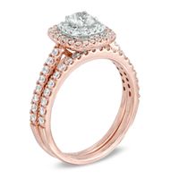 1.00 CT. T.W. Diamond Double Frame Bridal Set in 14K Rose Gold|Peoples Jewellers