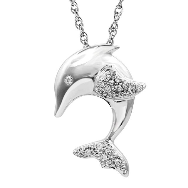 0.08 CT. T.W. Diamond Dolphin Pendant in Sterling Silver|Peoples Jewellers