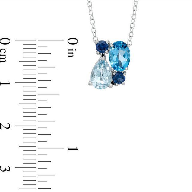 Blue Topaz Cluster Pendant in Sterling Silver