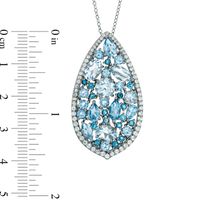 Blue and White Topaz Pear-Shaped Pendant in Sterling Silver|Peoples Jewellers