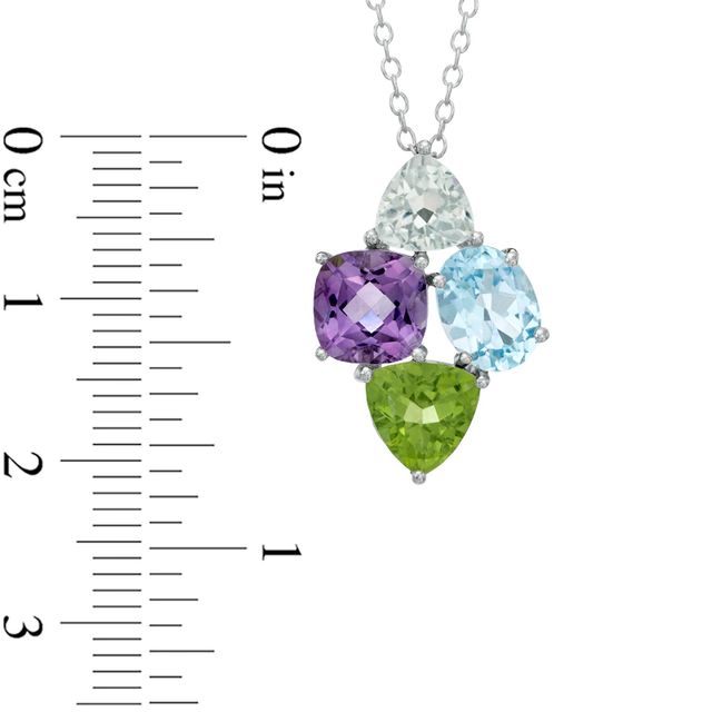 Multi-Gemstone Cluster Pendant in Sterling Silver|Peoples Jewellers