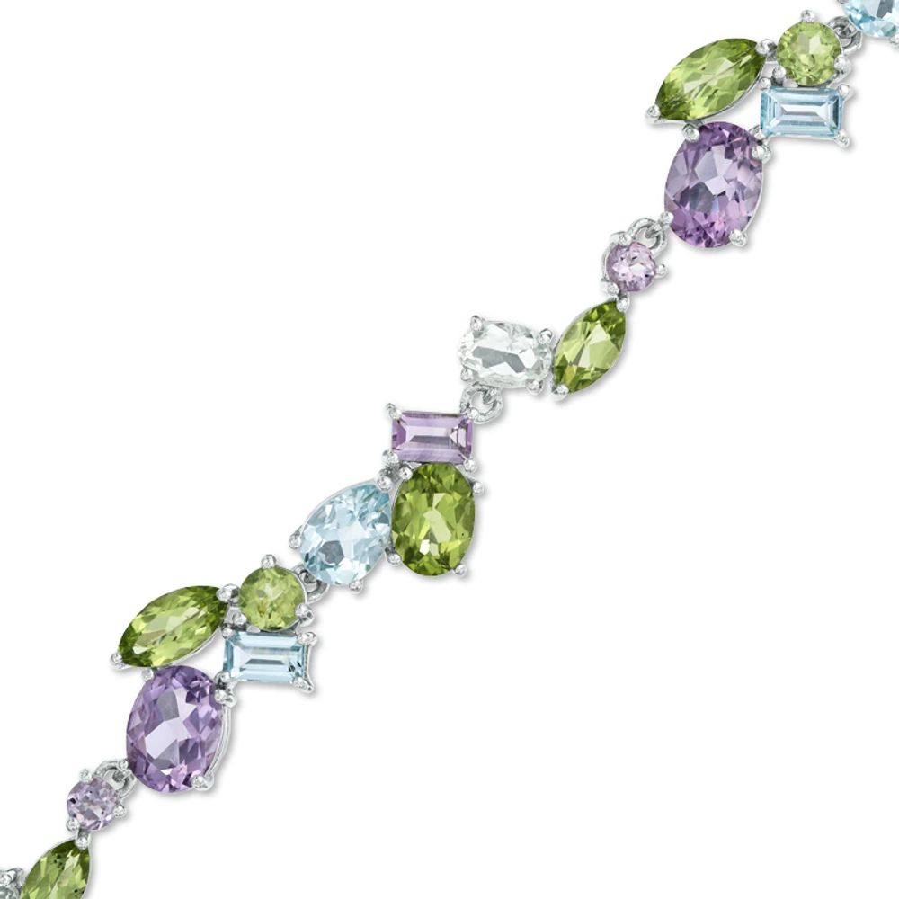 Multi-Gemstone Bracelet in Sterling Silver - 7.25"|Peoples Jewellers