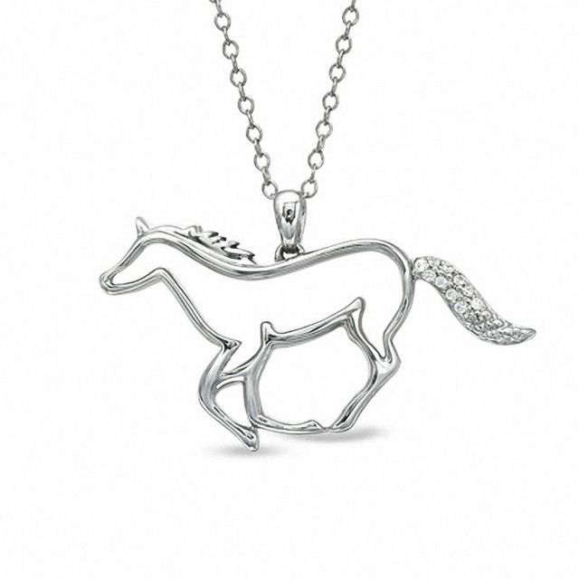 0.04 CT. T.W. Diamond Running Horse Pendant in Sterling Silver|Peoples Jewellers