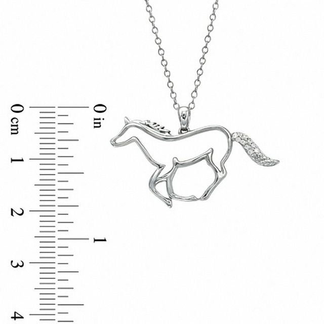 0.04 CT. T.W. Diamond Running Horse Pendant in Sterling Silver|Peoples Jewellers