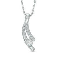 0.15 CT. T.W. Certified Canadian Diamond Ribbon Pendant in Sterling Silver (I/I2)|Peoples Jewellers