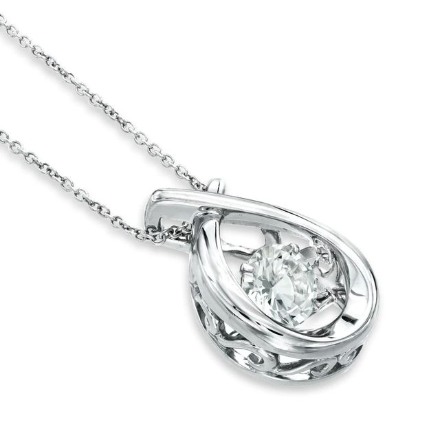 6.0mm Lab-Created White Sapphire Pendant in Sterling Silver|Peoples Jewellers