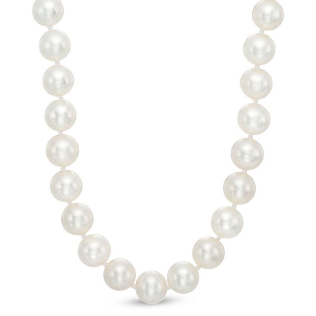 8.0-10.0mm Freshwater Cultured Pearl Graduated Strand Necklace with 14K Gold Clasp|Peoples Jewellers