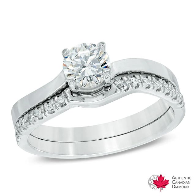 0.75 CT. T.W. Certified Canadian Diamond Bridal Set in 14K White Gold (I/I1)