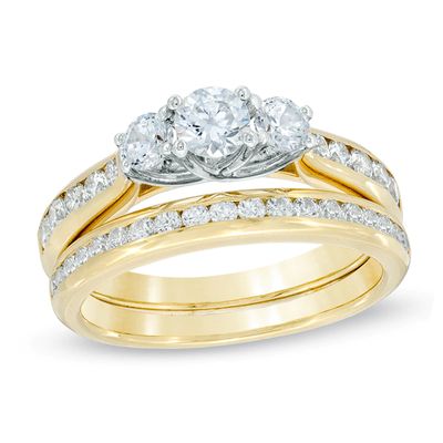 1.20 CT. T.W. Diamond Past Present Future Bridal Set in 14K Gold|Peoples Jewellers