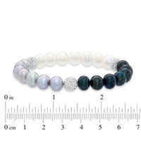 8.0-9.0mm Black, Grey and White Freshwater Cultured Pearl and Crystal Strand Bracelet-7.25"|Peoples Jewellers