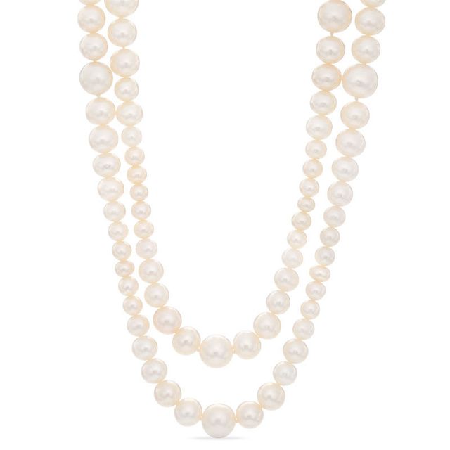 6.0 - 7.0mm Cultured Freshwater Pearl Strand Necklace with Sterling Silver Clasp - 60"|Peoples Jewellers