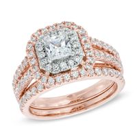 1.50 CT. T.W. Princess-Cut Diamond Double Frame Bridal Set in 14K Two-Tone Gold|Peoples Jewellers