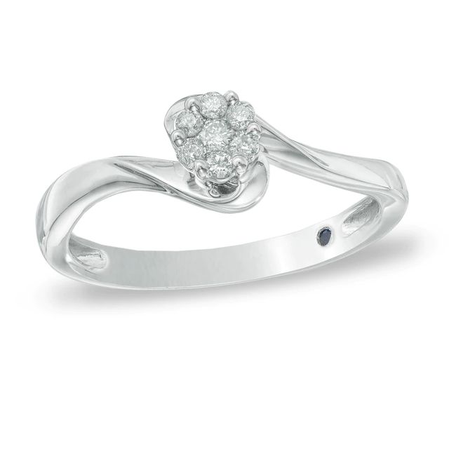 0.10 CT. T.W. Diamond Cluster Bypass Ring in 10K White Gold|Peoples Jewellers