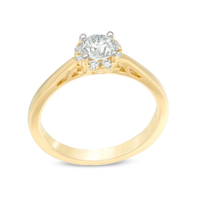 0.70 CT. T.W. Certified Canadian Diamond Frame Engagement Ring in 14K Gold (I/I1)