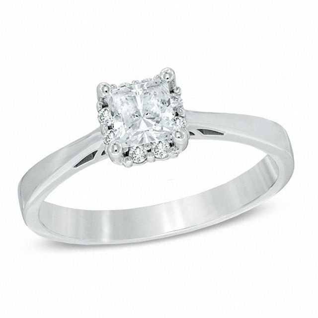 0.70 CT. T.W. Certified Canadian Princess-Cut Diamond Engagement Ring in 14K White Gold (I/I1)