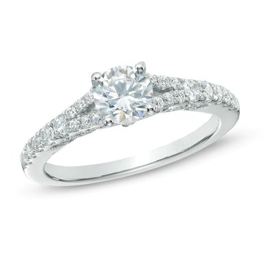 1.00 CT. T.W. Diamond Split Shank Engagement Ring in 14K White Gold|Peoples Jewellers