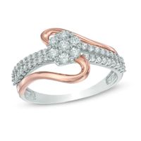 0.50 CT. T.W. Diamond Cluster Bypass Ring in 10K Two-Tone Gold|Peoples Jewellers