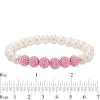 6.0-7.0mm Freshwater Cultured Pearl and Crystal Bead Stretch Bracelet Set-7.25"|Peoples Jewellers