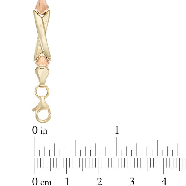 Fancy Bar Bracelet in 10K Tri-Tone Gold - 7.25"