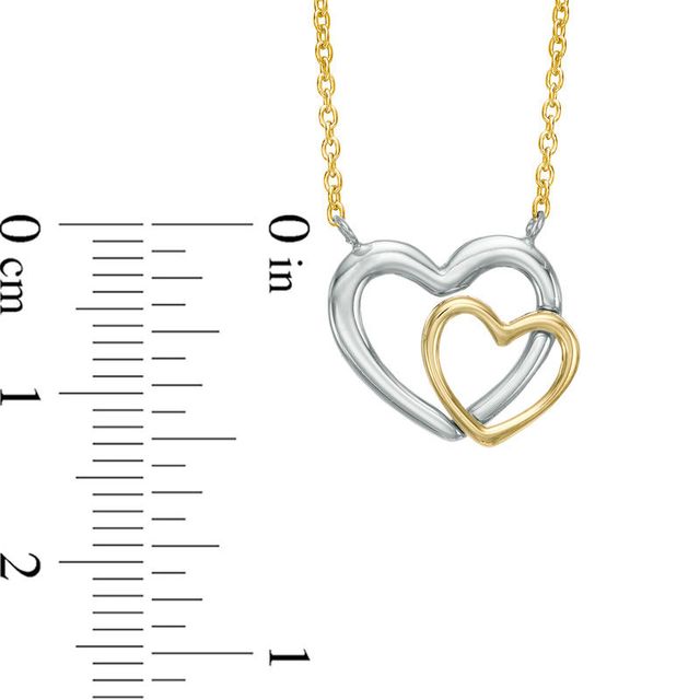 Double Heart Necklace in 10K Two-Tone Gold|Peoples Jewellers