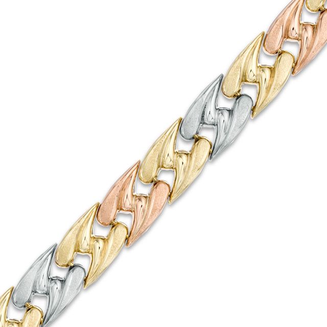 Stampato Chain Link Bracelet in 10K Tri-Tone Gold - 7.25"|Peoples Jewellers