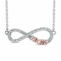 Diamond Accent Sideways Infinity with "MOM" Necklace in Sterling Silver and 10K Rose Gold|Peoples Jewellers