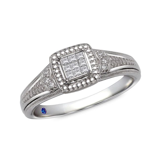 0.10 CT. T.W. Composite Diamond Flower Promise Ring in 10K White Gold|Peoples Jewellers