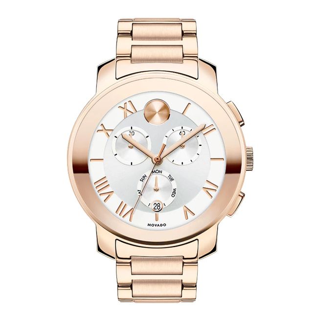 Ladies' Movado Bold® Rose-Tone Chronograph Watch with Silver Dial (Model: 3600207)|Peoples Jewellers