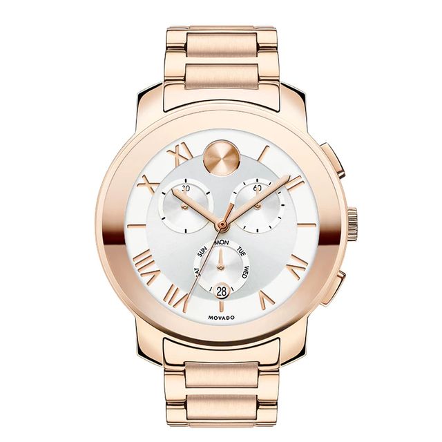 Ladies' Movado Bold® Rose-Tone Chronograph Watch with Silver Dial (Model: 3600207)