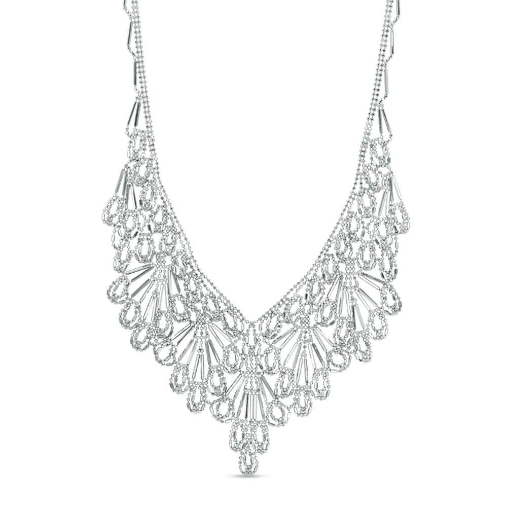 Beaded Flower Necklace in Sterling Silver - 17"|Peoples Jewellers